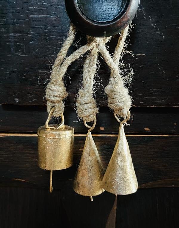 Rustic Conical Brass Bell Hanging Decoration